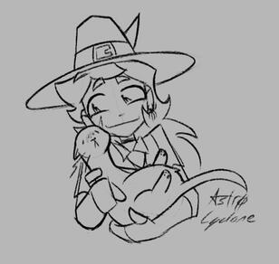 Witch girl with a ferret familiar